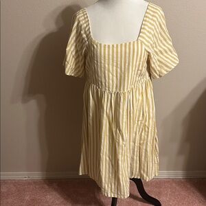 Entro Yellow and White Striped Dress
